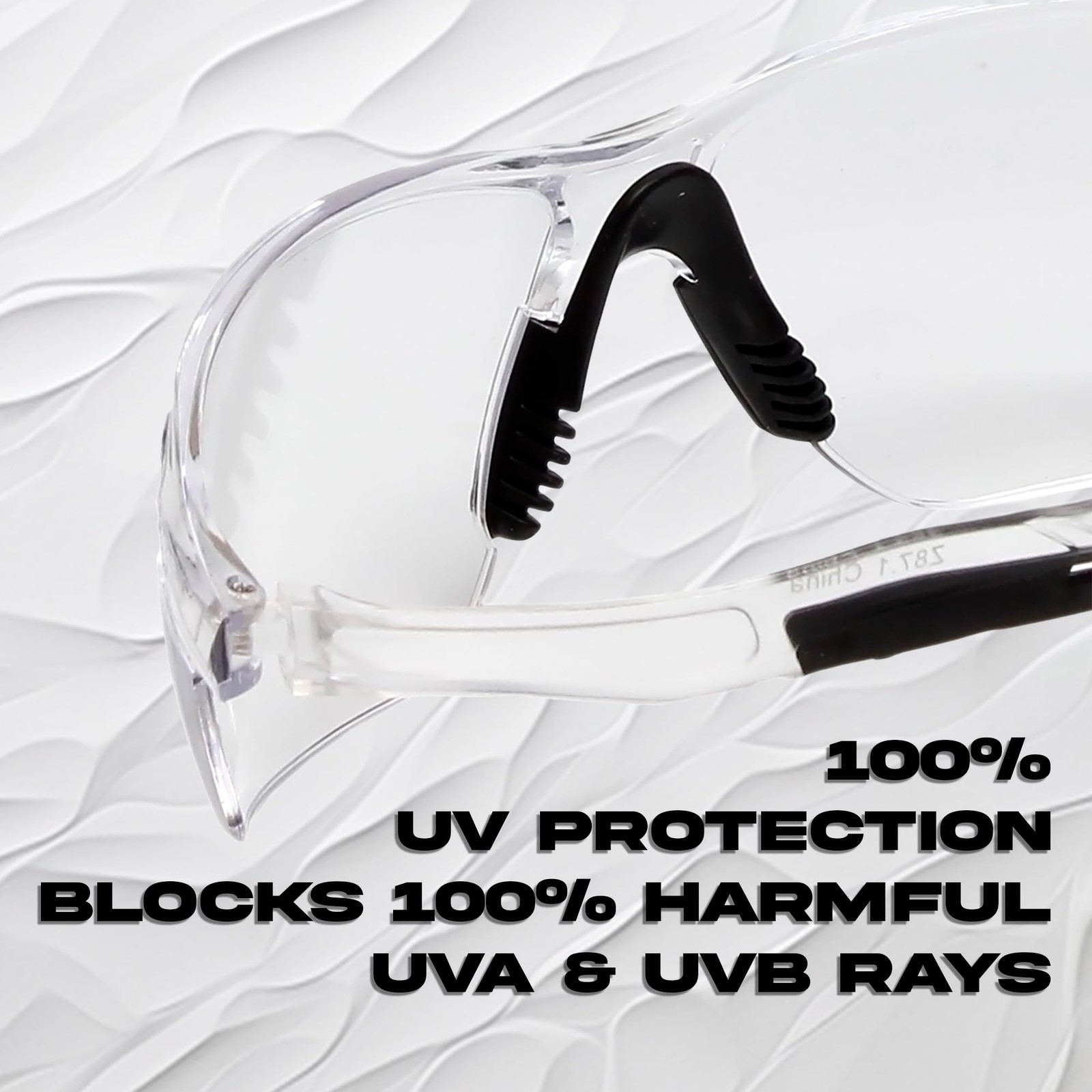 Calabria Replays Clear Crystal Black Sport Safety Glasses for Pickleball Eye Pro