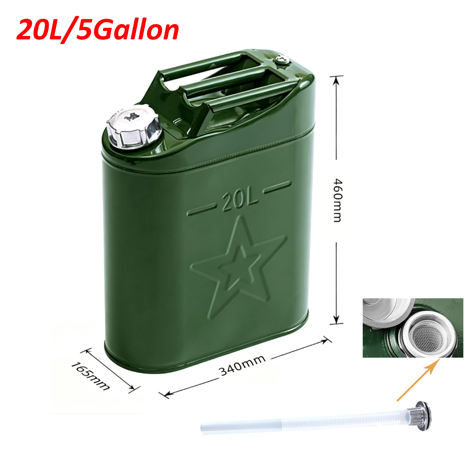 2PCS Jerry Can 5 Gallon 20L Can Metal Tank Emergency Backup Off-road
