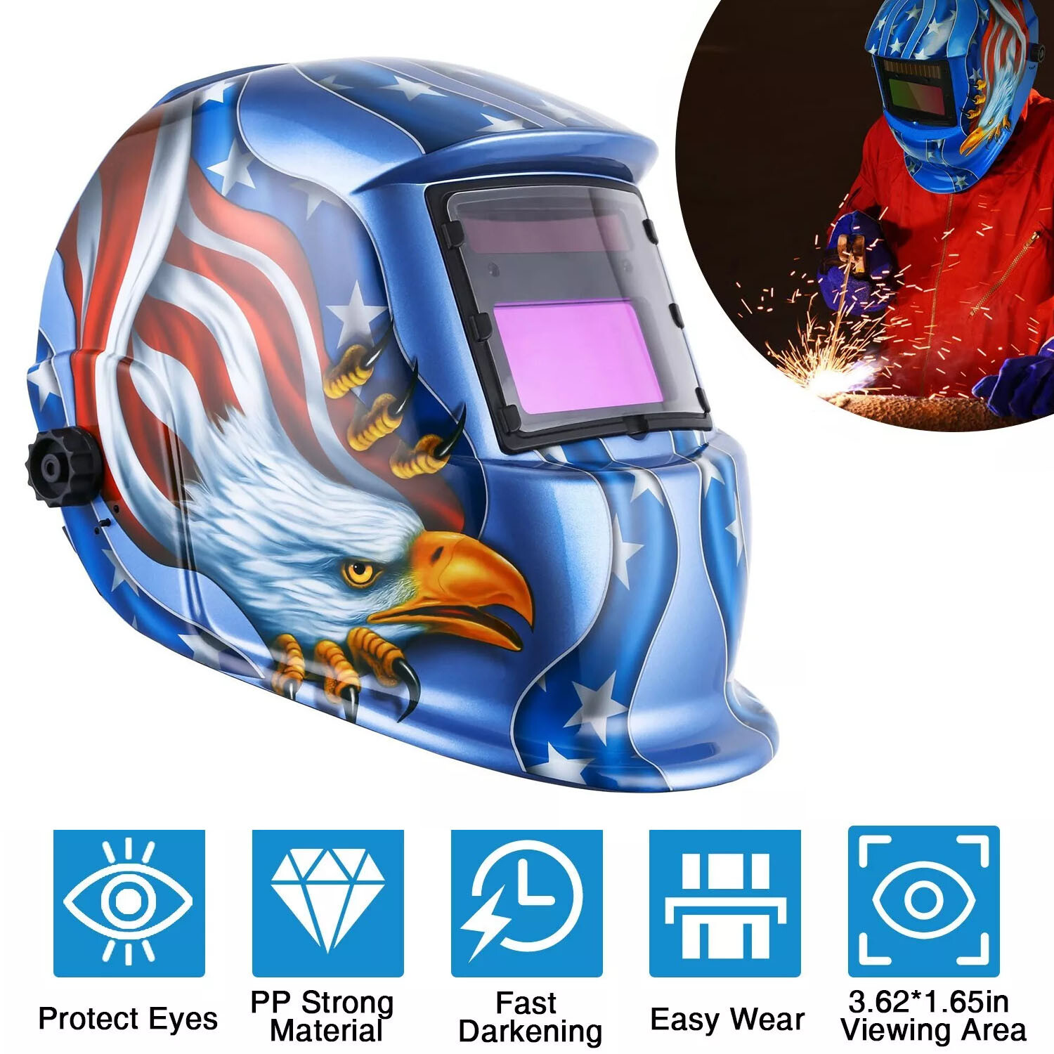 Solar Welder Helmet True Color Auto-Darkening Welding Helmet Arc Tig Mig Weld