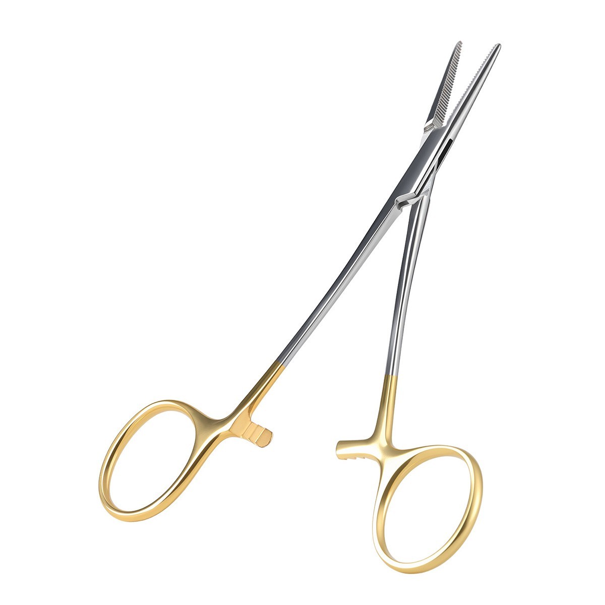 Dental Hemostat Forceps Surgical Instrument Curved / Straight Head Gold Handle