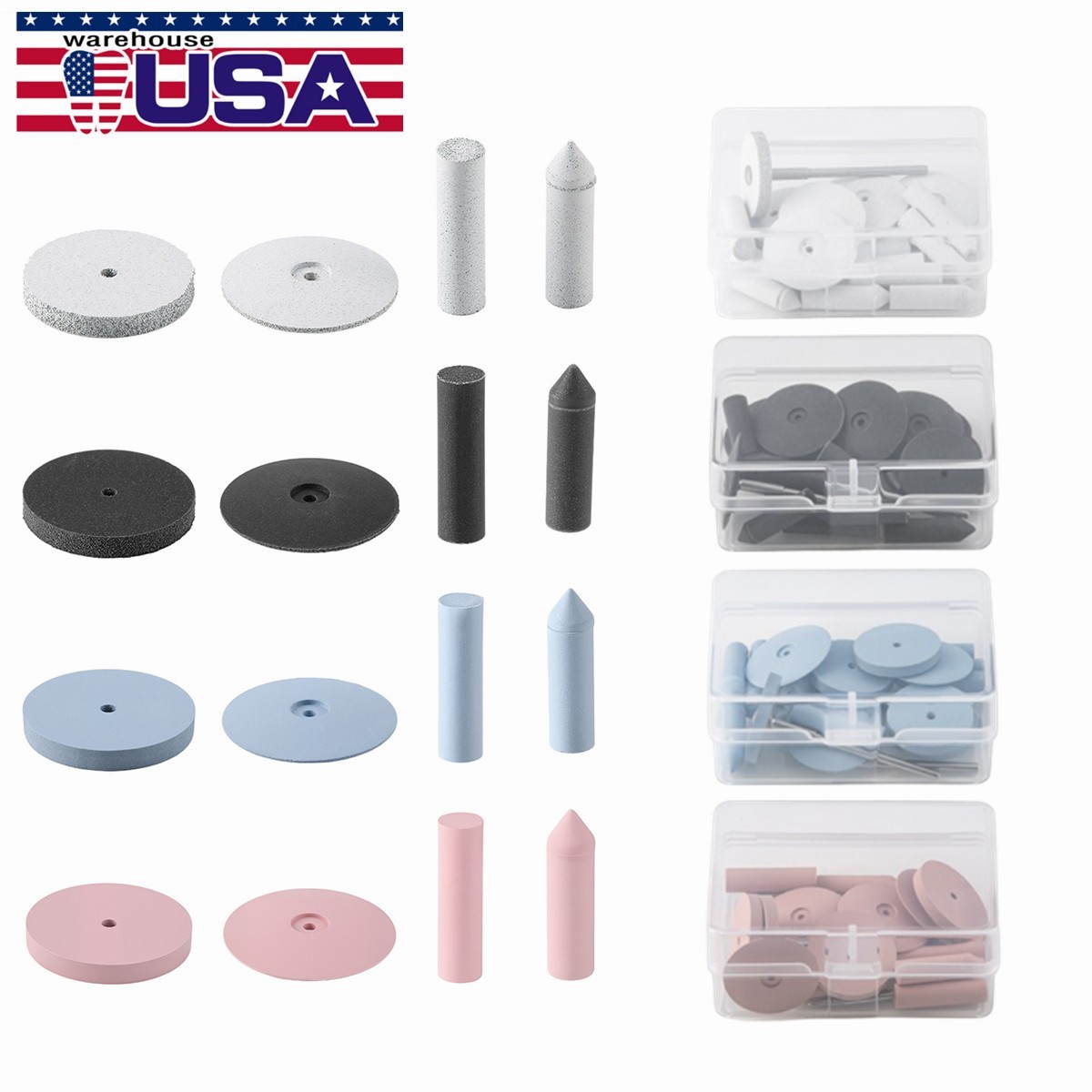 20 pcs +2 mandrel AZDENT Dental Silicone Rubber Polishing Wheels Point Polisher
