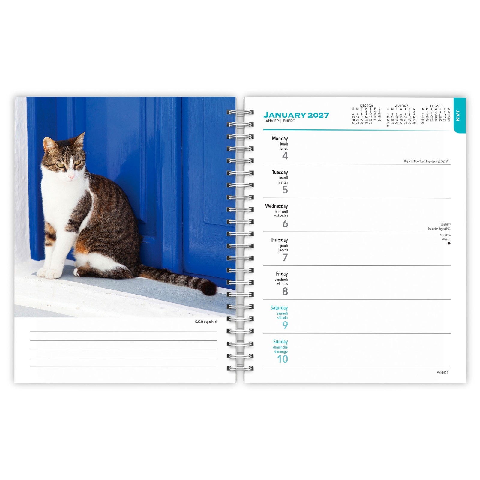 Cat Lovers | 2027 6×7.75″ Spiral-Bound Wire-O Weekly Engagement Planner Calendar