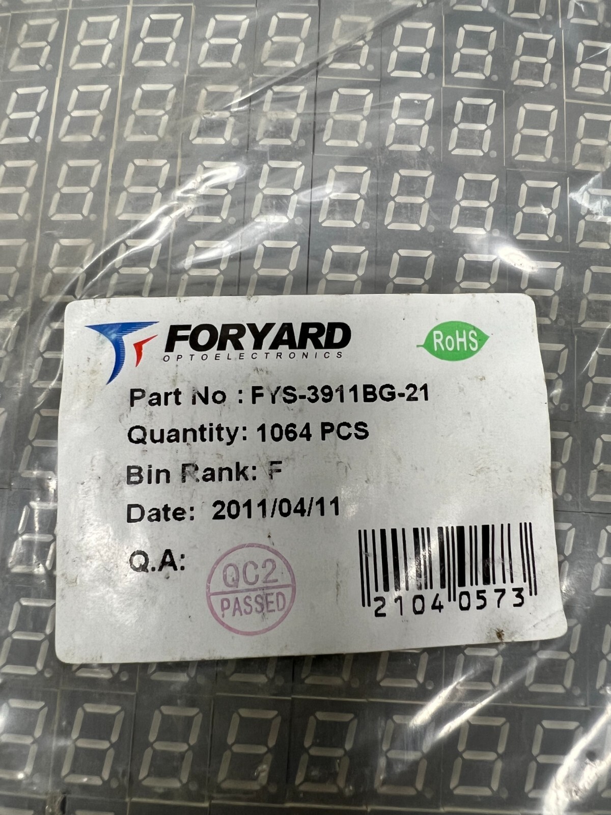 FORYARD 7 Segment LED Lot of 1064 PN FYS-3911BG-21