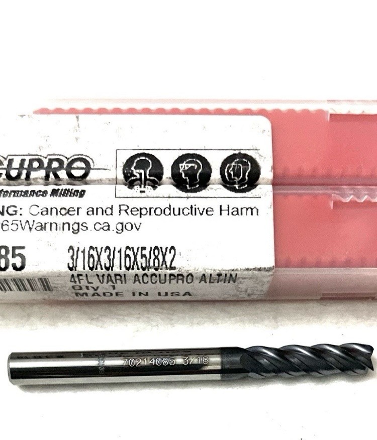 5PC Accupro 70214085 3/16″ 4FL Square End Mill Solid Carbide AlTiN NEW