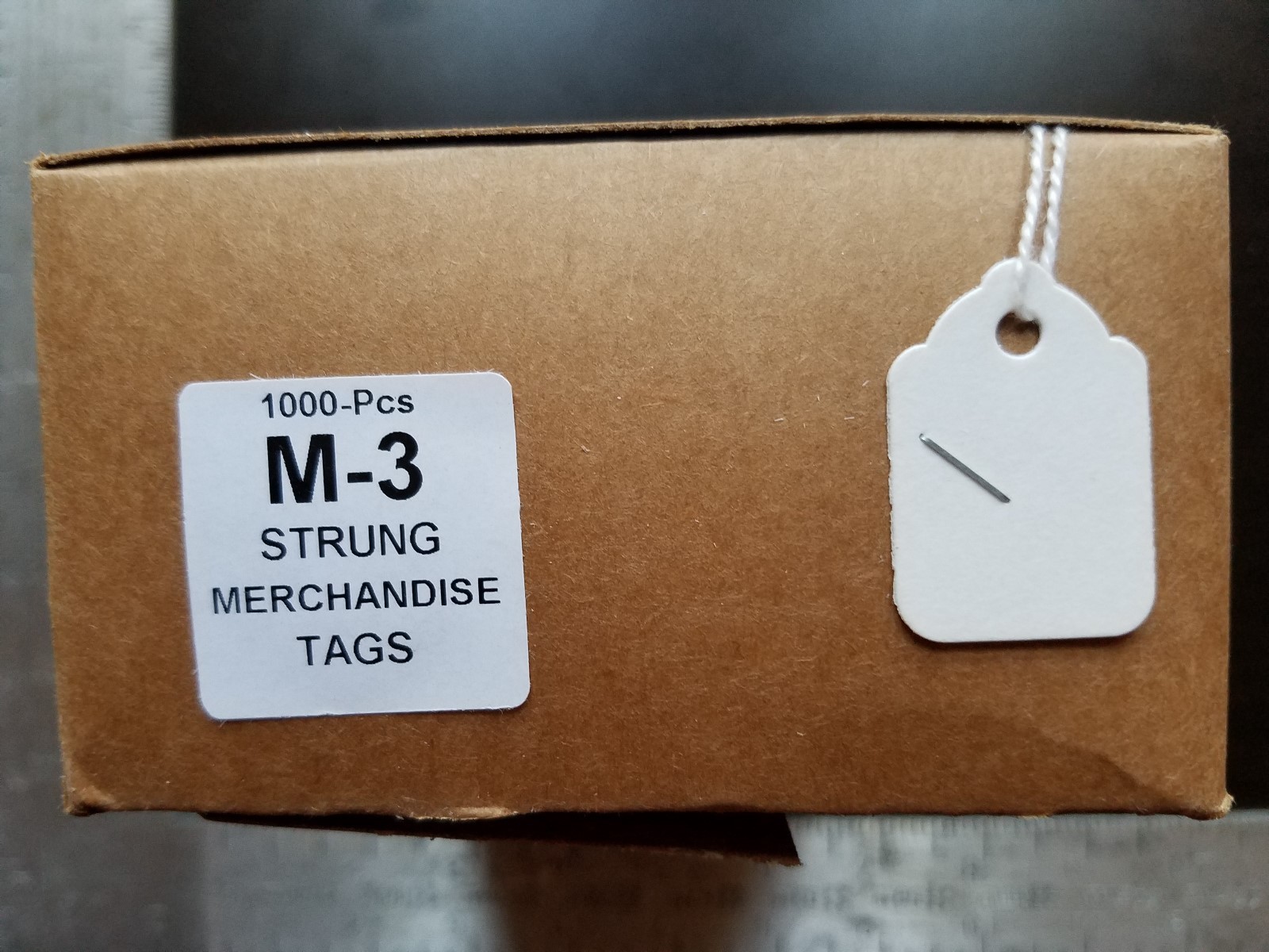 1000 Blank White Merchandise Price Tags with Strings Size #3 Retail Strung Label