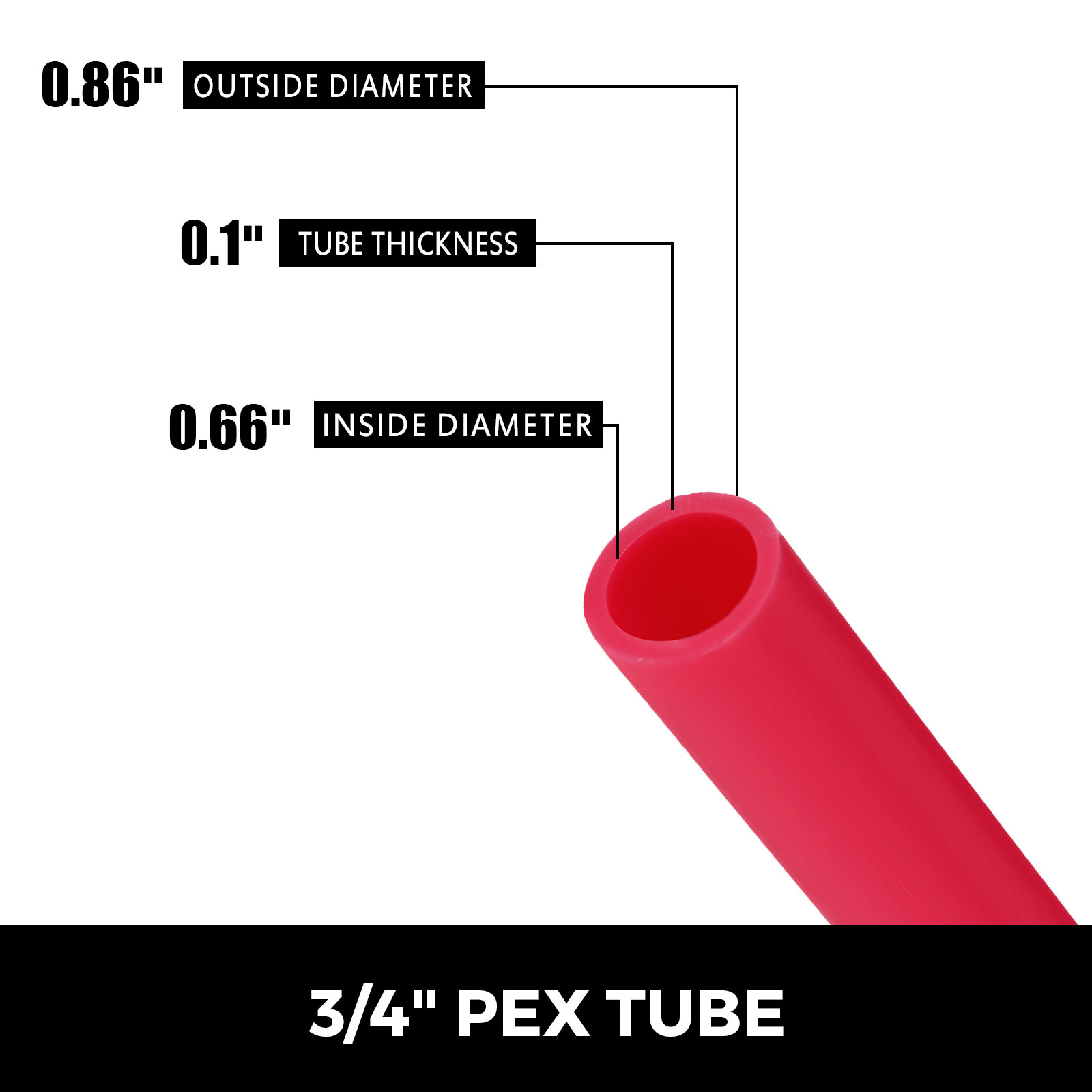 VEVOR 3/4″ x 500ft PEX Tubing Oxygen Barrier O2 EVOH Red Floor Radiant Heat