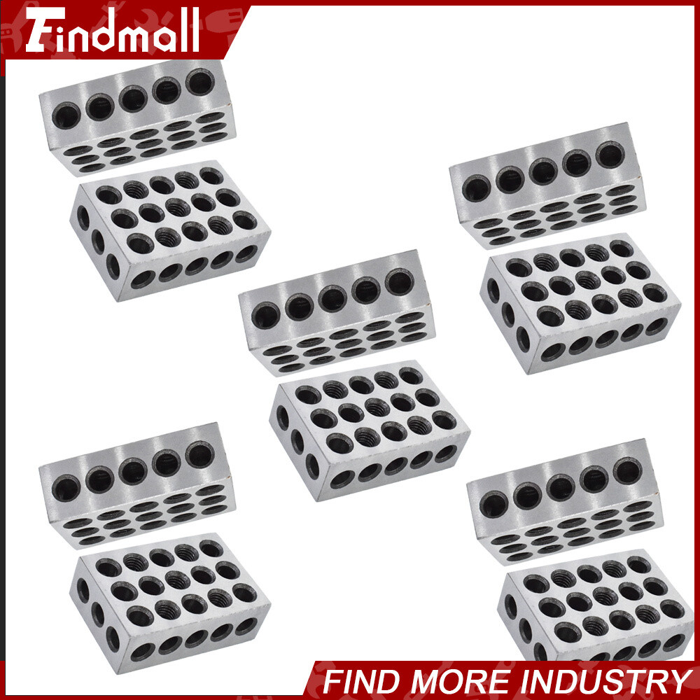 5 MATCHED PAIRS ULTRA PRECISION 1-2-3 BLOCKS 23 HOLES .0001″ MACHINIST 123