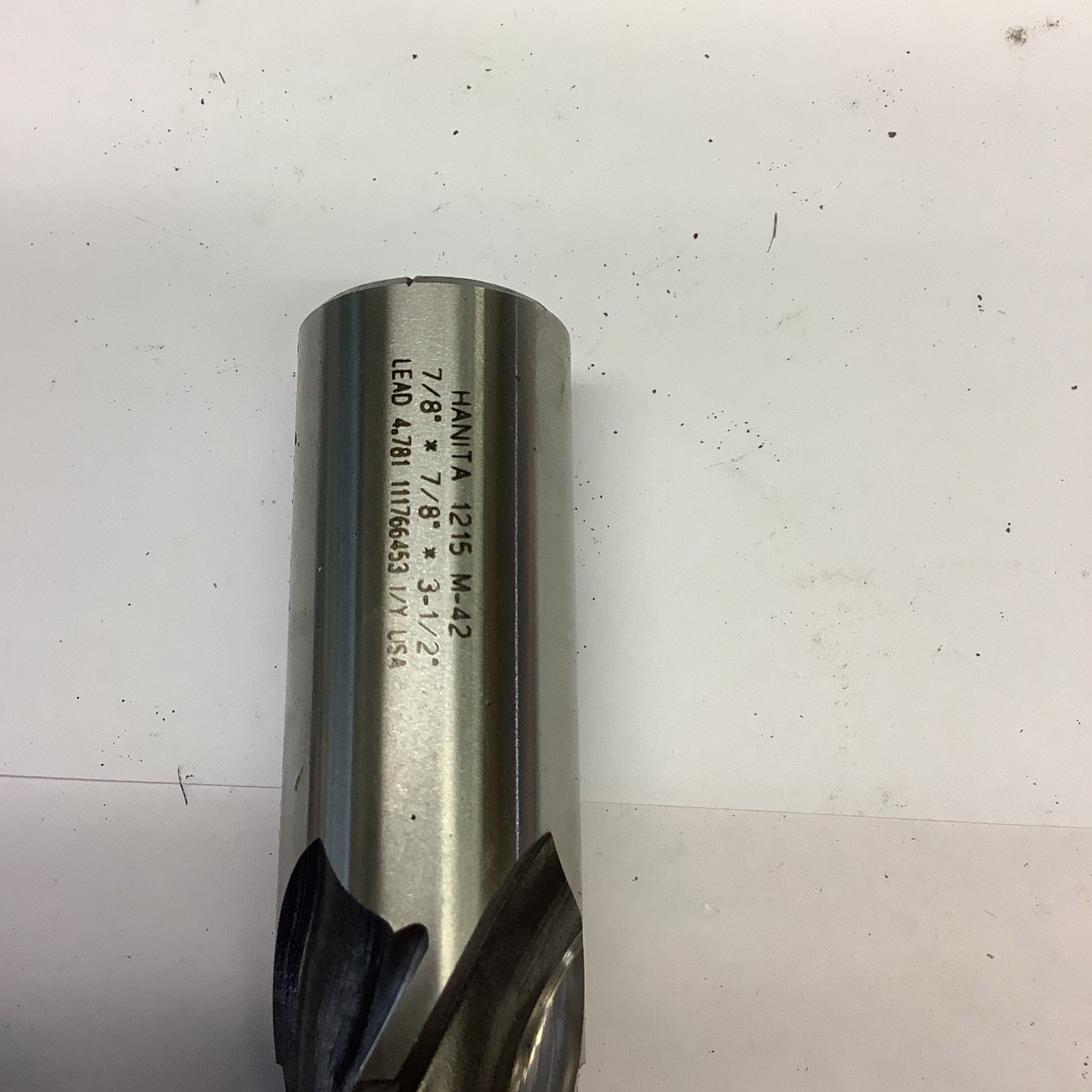 Hanita Cobalt M 42 End Mill, 7/8 X 7/8 X 3 1/2 X 5 3/4 , USA , 4 Flute, 3112-15