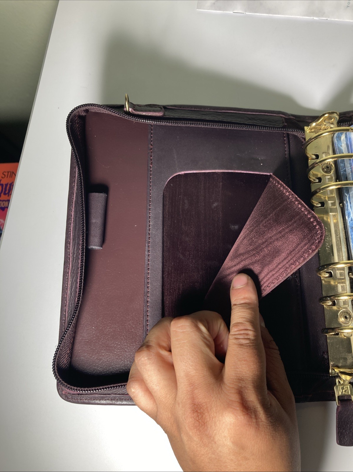 Franklin Quest Compact Burgundy Nappa Leather Zip around Planner 6 Rings