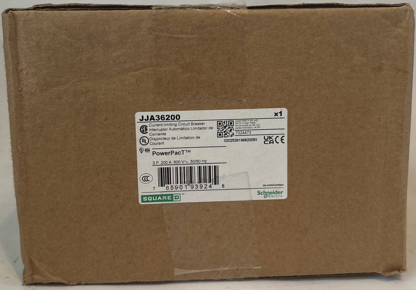 Square D JJA36200 200 Amp 3 Pole 600 V 100 kA 50/60 Hz Circuit Breaker