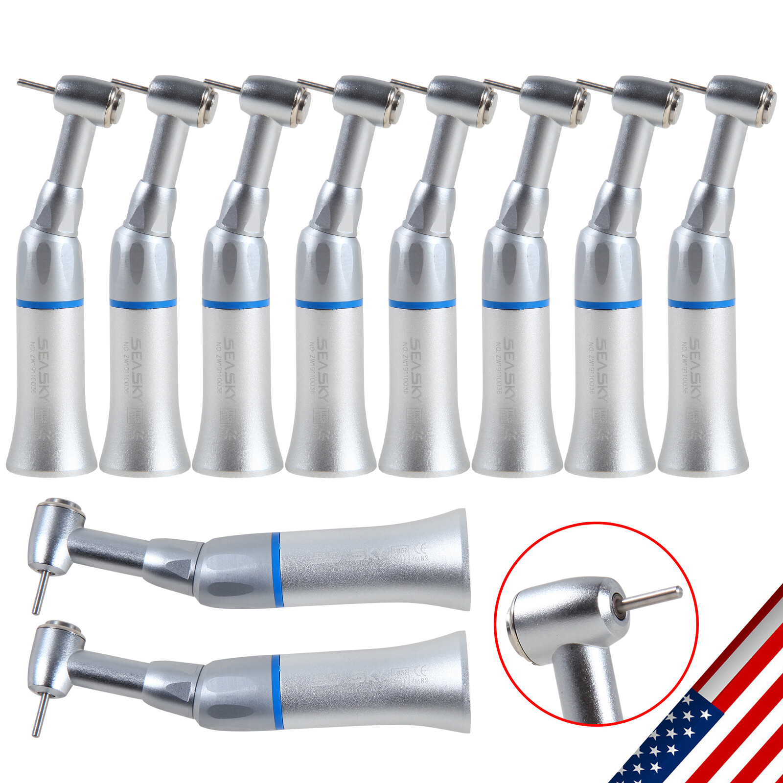 1-10*Dental Slow Low Speed Contra Angle Handpiece Push Button Fit FG1.6mm Bur ty