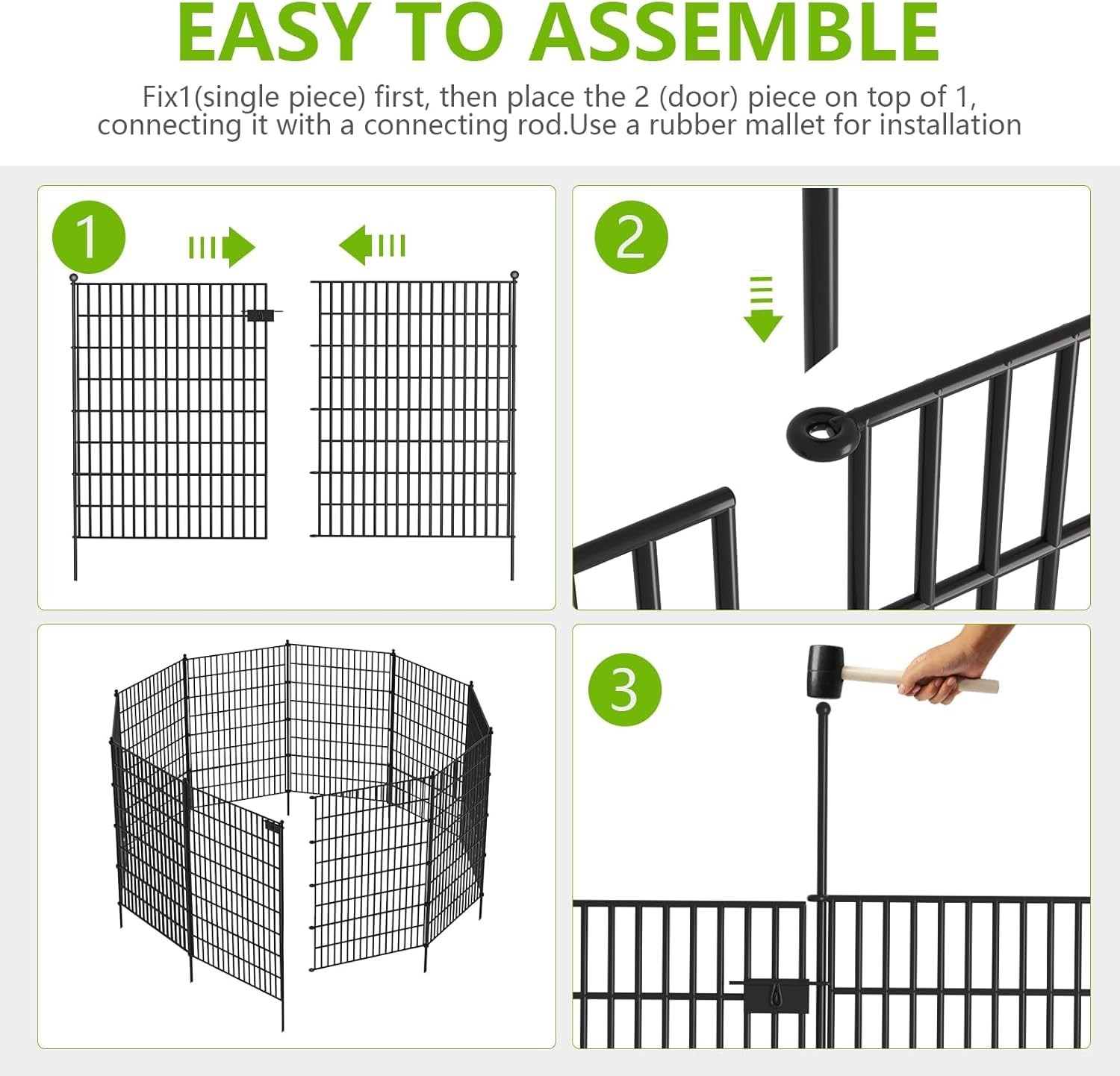 No Dig Garden Fence Panels 10 Panels 32 in(H) x 29 in(L) Fencing for Garden