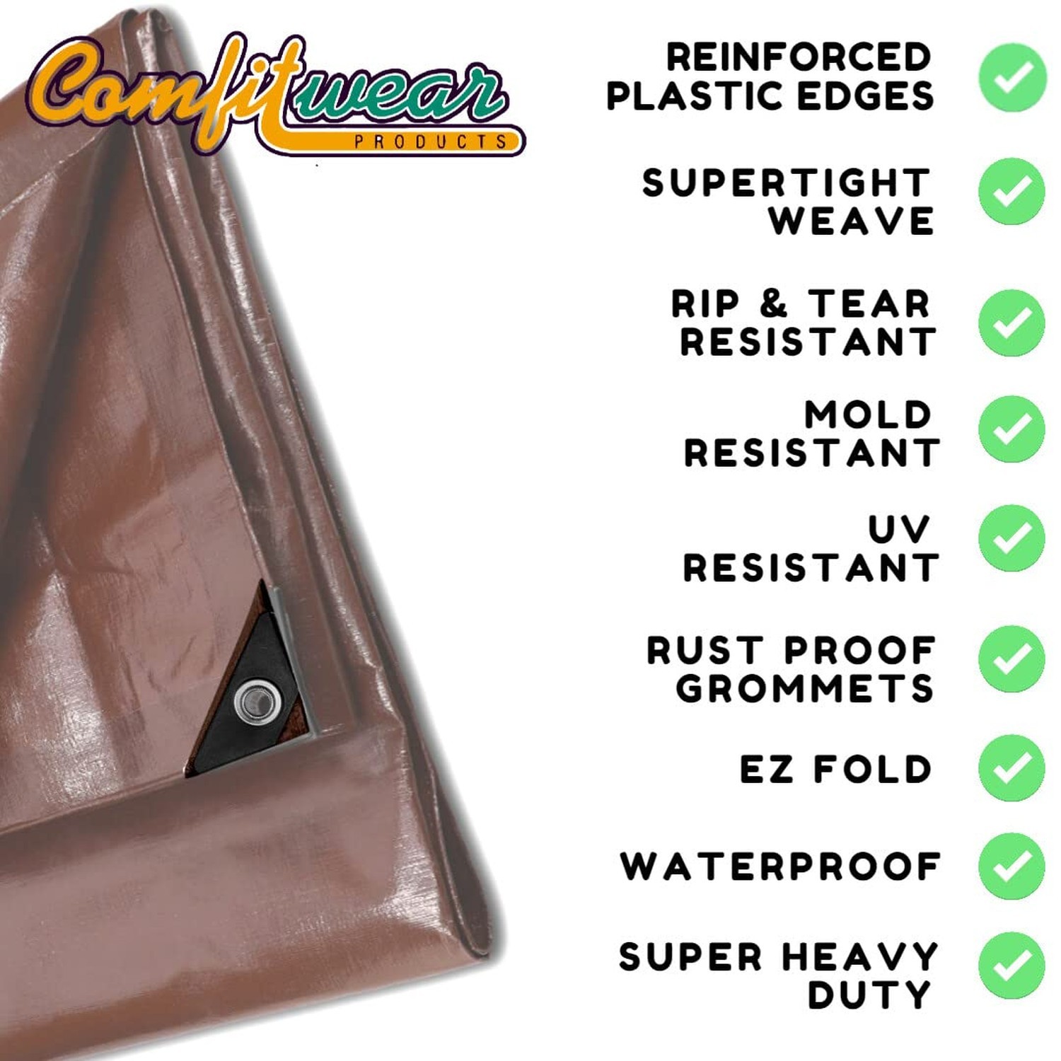16 MIL Heavy Duty Tarp – Multi-Purpose Extra Heavy Duty Tarps – Car, Boat, Ca…