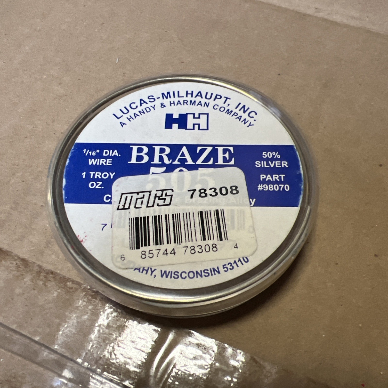 Lucas Milhaupt Braze 505 Brazing Rod 50% silver 1/16” 1 Oz