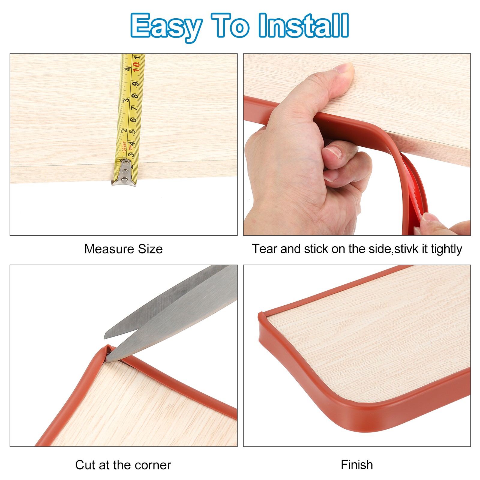 16.4Ft U-Shape Edge Banding Furniture Edge Protector Black 22mm/0.87″