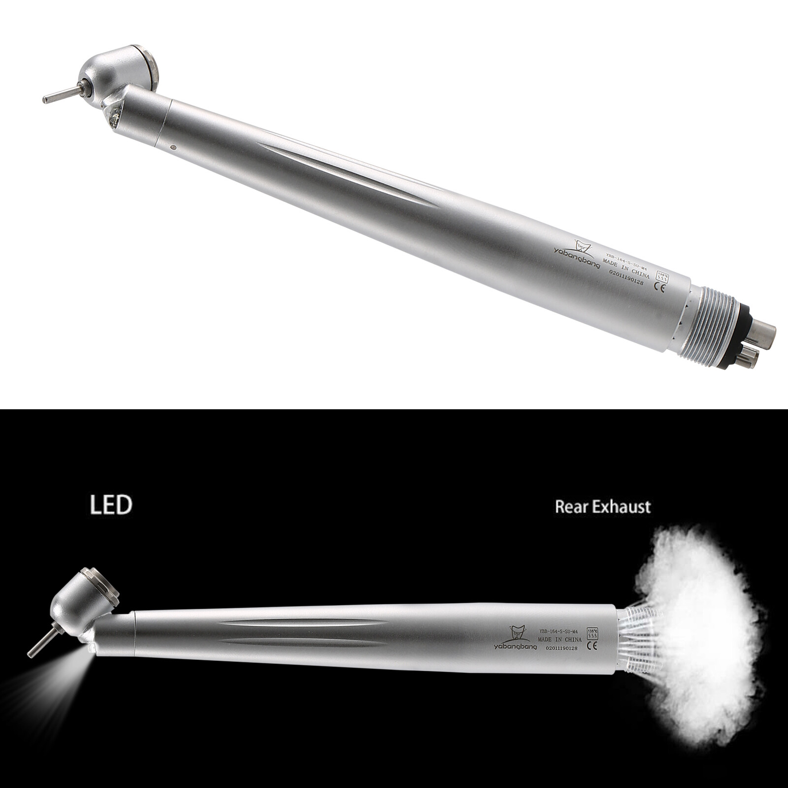 LED Dental Surgical Handpiece 45° Angle 4 Hole Midwest Rear Exhaust Impact Air