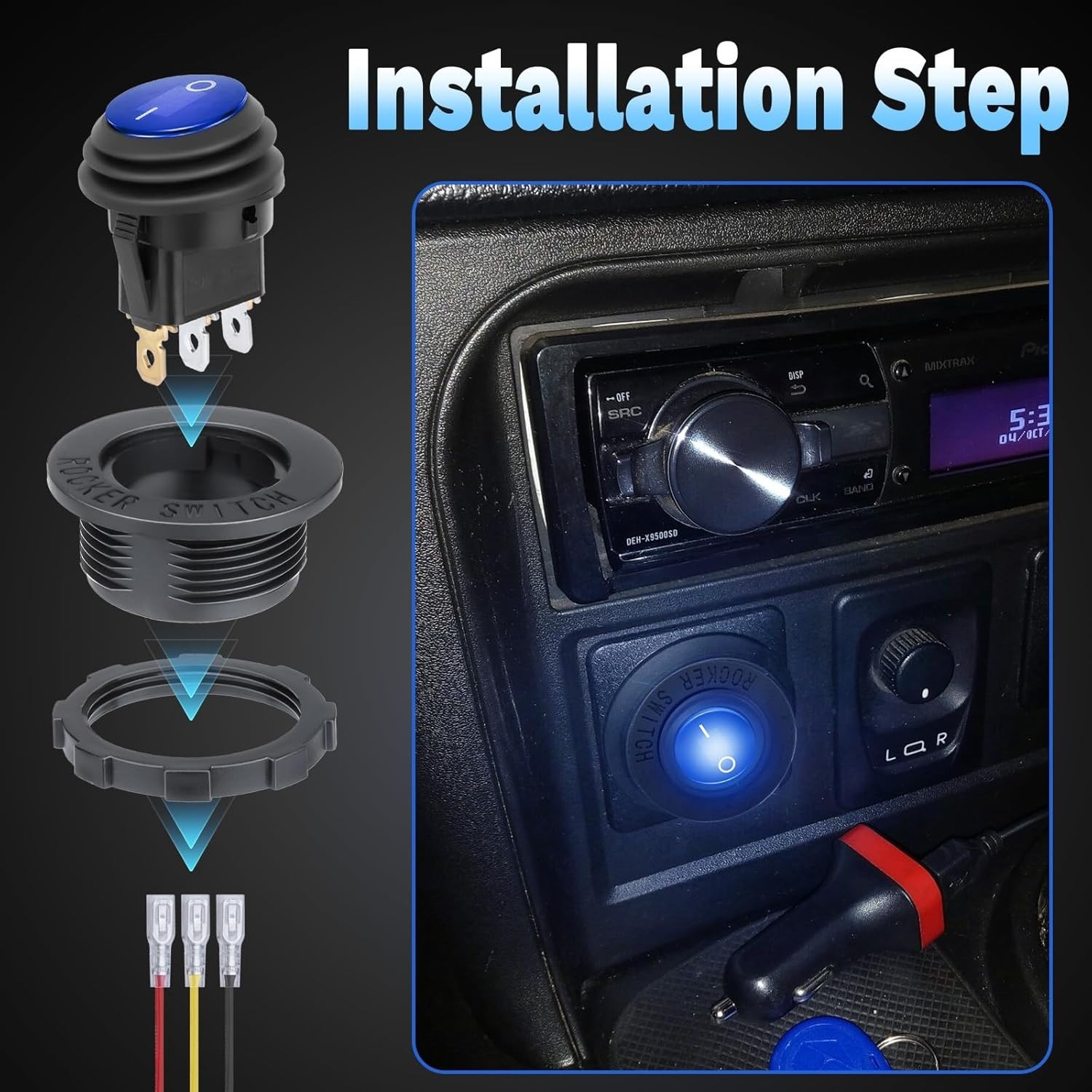 Lighted 12V Waterproof On/Off Toggle Switch for Automotive & Marine Applications