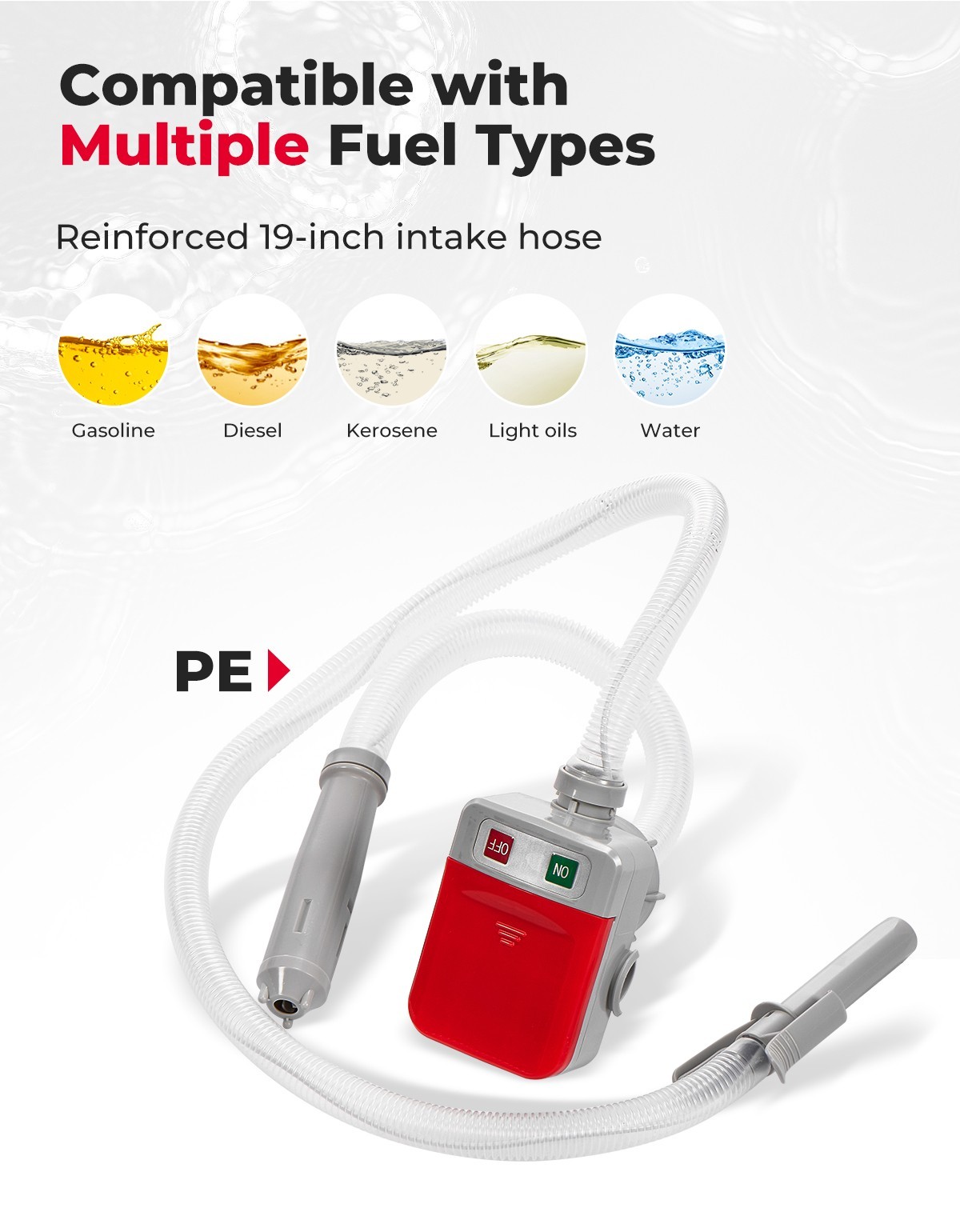 2.4 GPM Battery Powered Electric Fuel Transfer Pump For Gas Oil Water Liquid