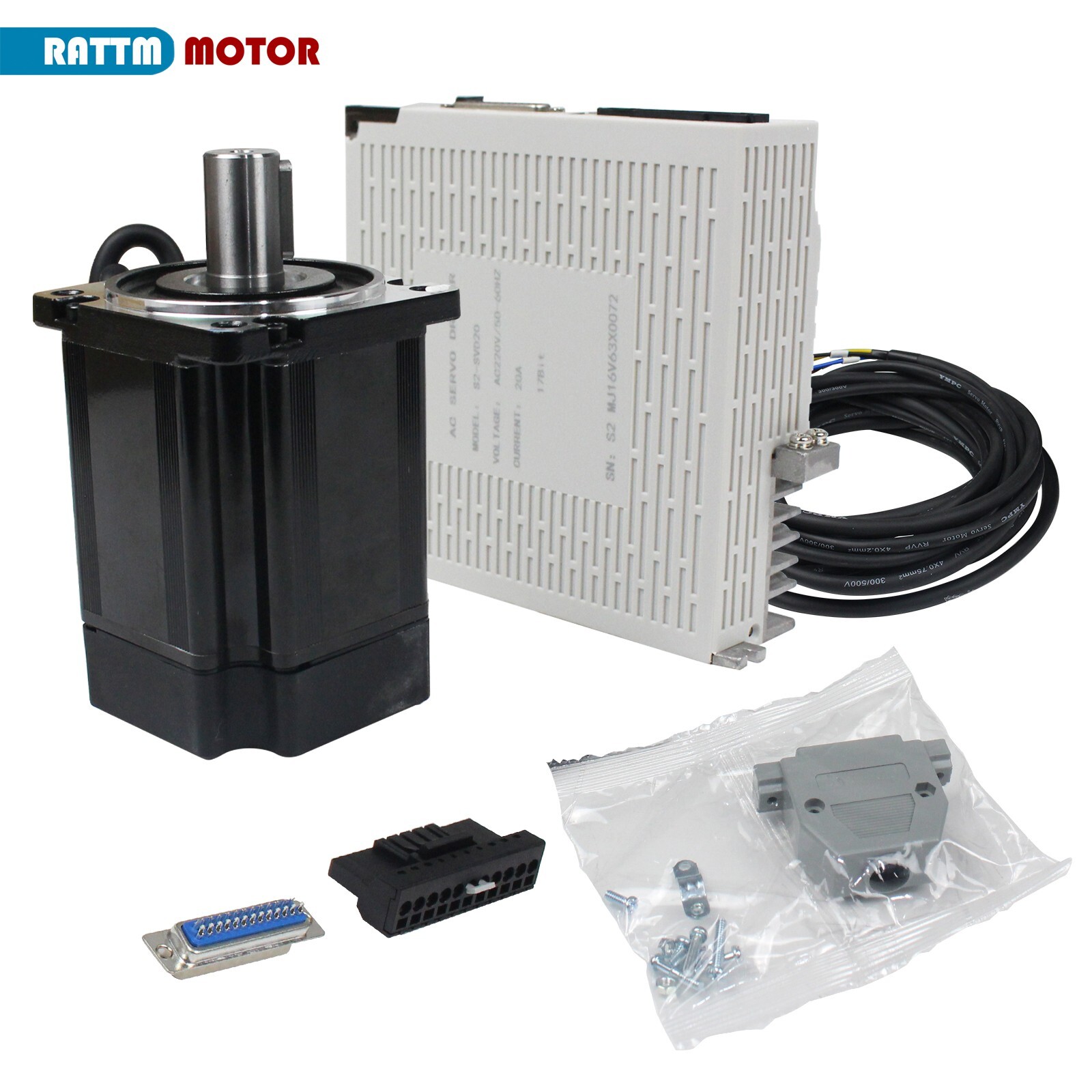 US SHIP】Servo Motor Kit 750W 110V Servo Motor without Brake+Driver Controller