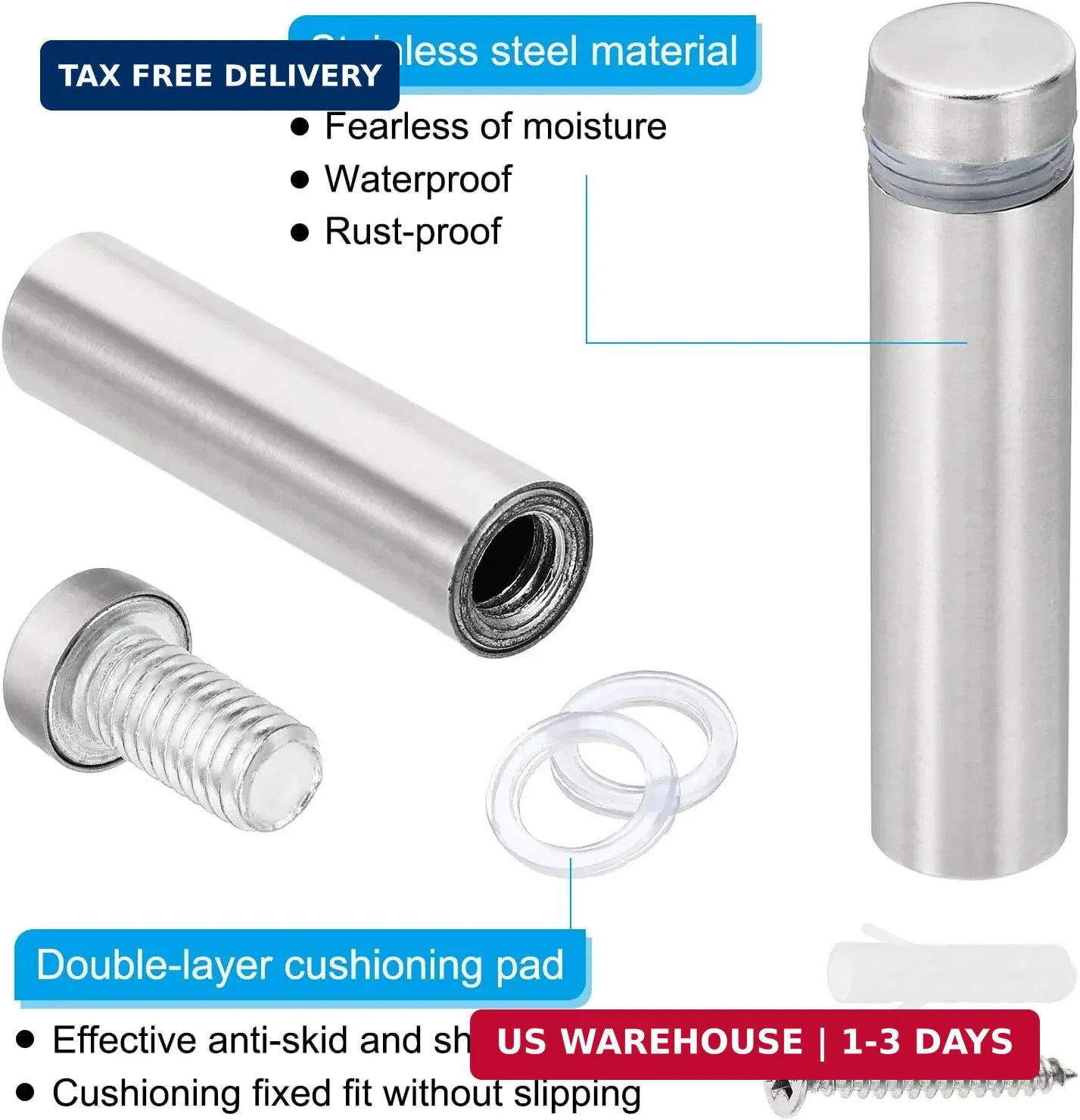 1/2 x 2 inch Sign Standoff Screws, 12 Set Stainless Steel Wall Standoff