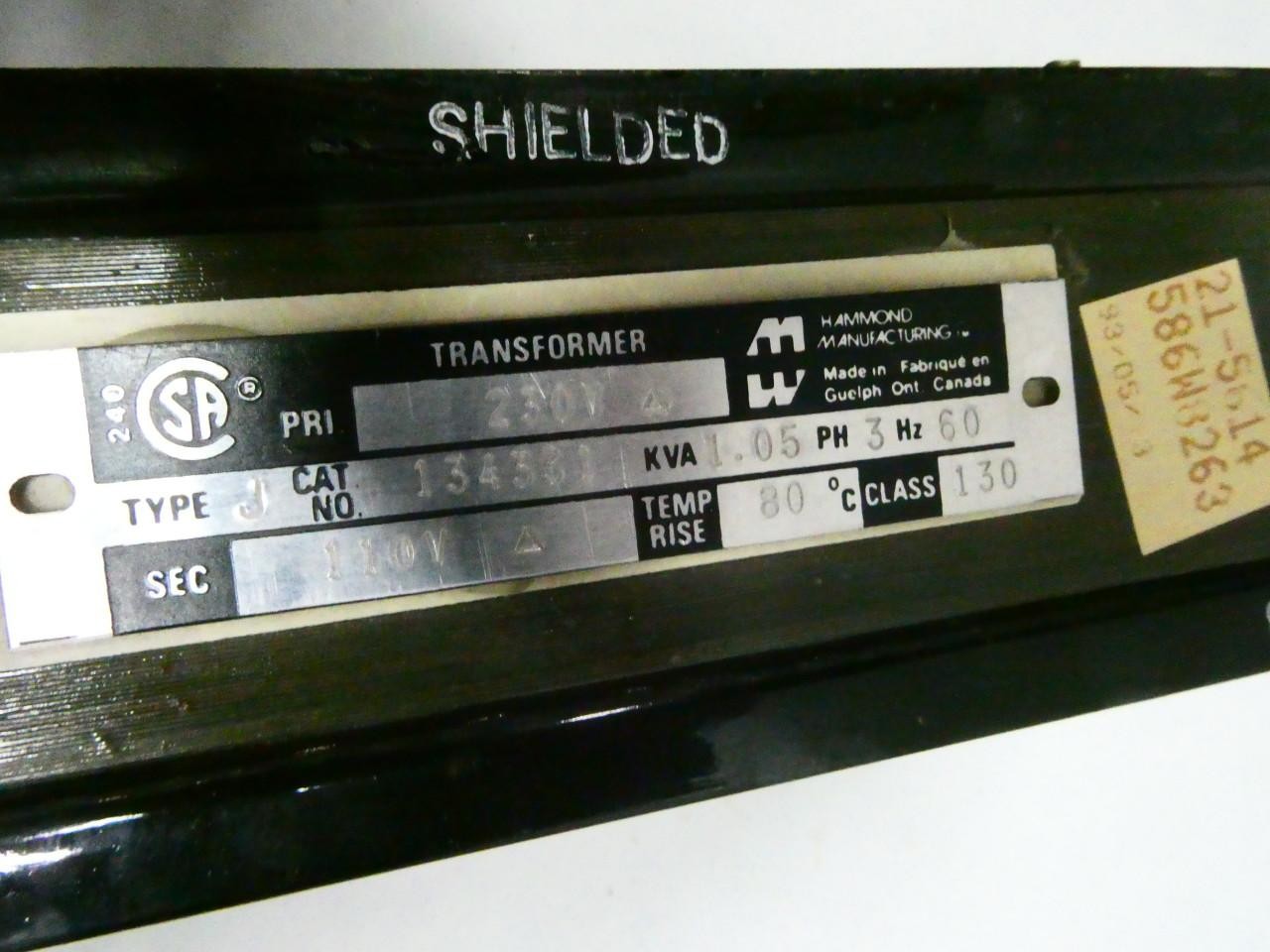 Hammond 134331 Transformer 3ph 1.05kva 230v-ac 110v-ac