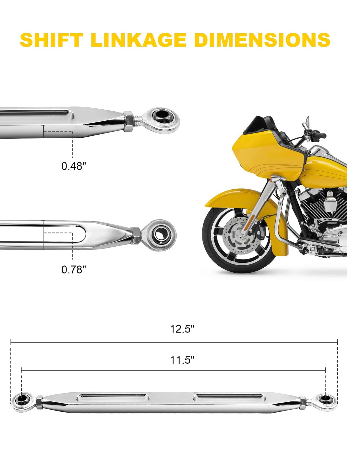 AILMOTO Shift Linkage Chrome Shift Linkage Rod Compatible for Harley Davidson…