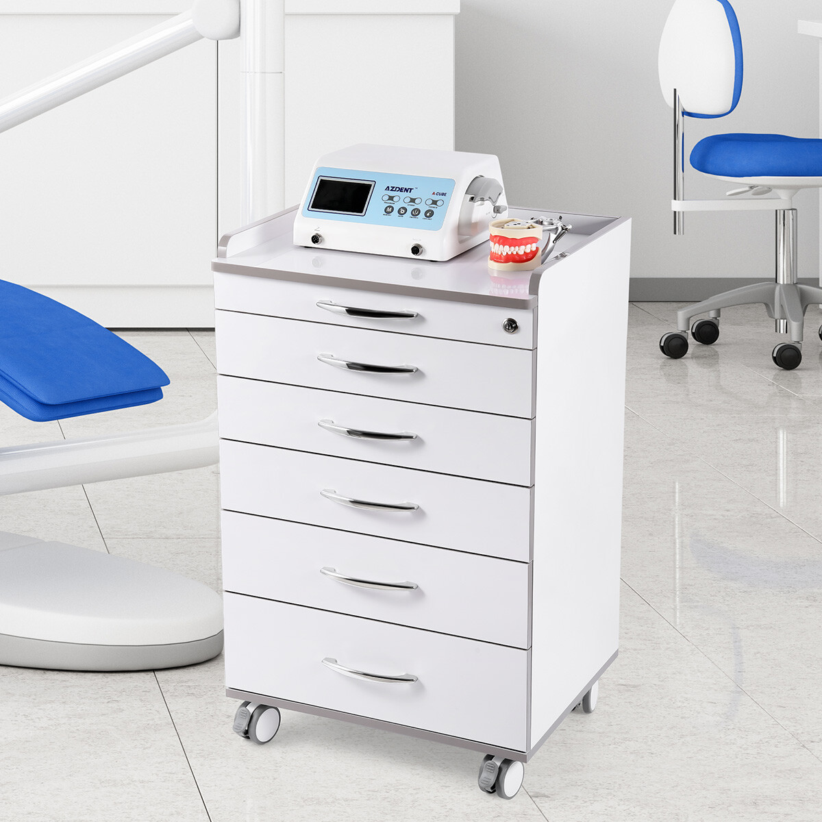 Portable Delivery Unit with Air Compressor /Mobile Dental Cart Trolley Cabinet
