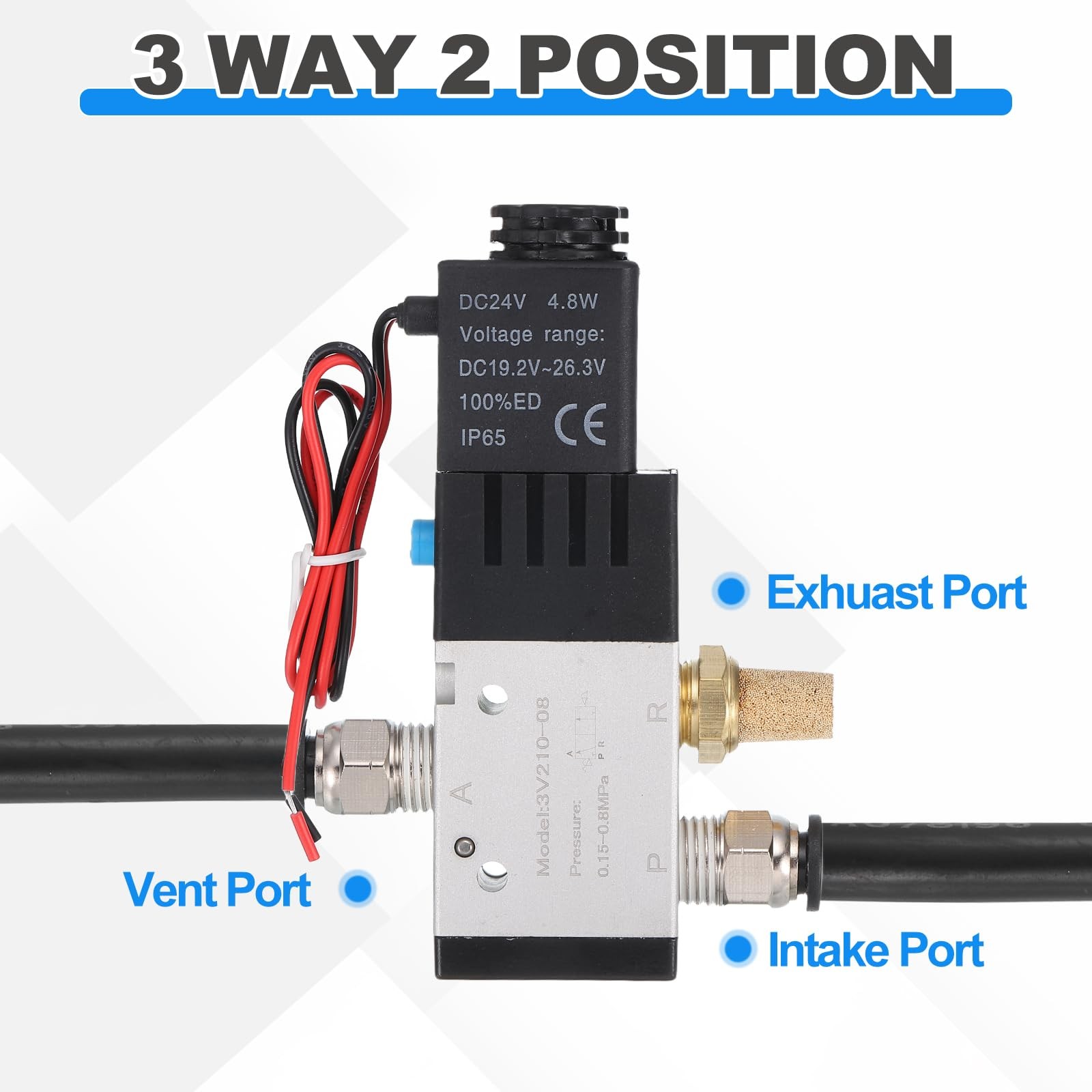 MECCANIXITY 1/8 Inch Pneumatic Valve 12V, 3 Way 2 Position Electric