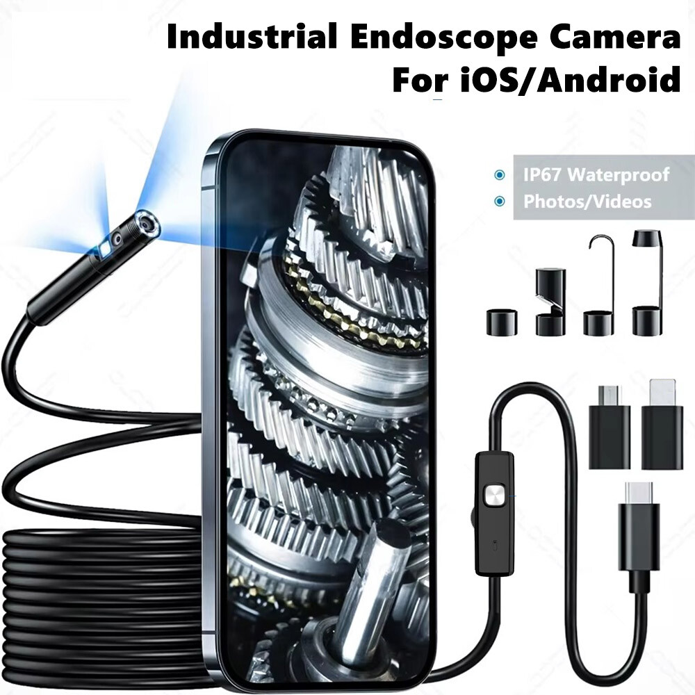 1920P Dual Lens Snake Inspection Borescope Type C iPhone Endoscope Scope Camera