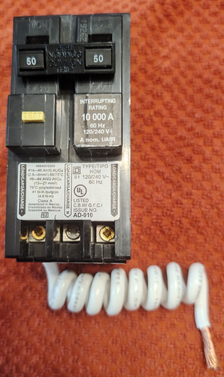 NEW SQUARE D HOMELINE 50 AMP 2-POLE GFCI BREAKER HOM250GFICP 785901875895