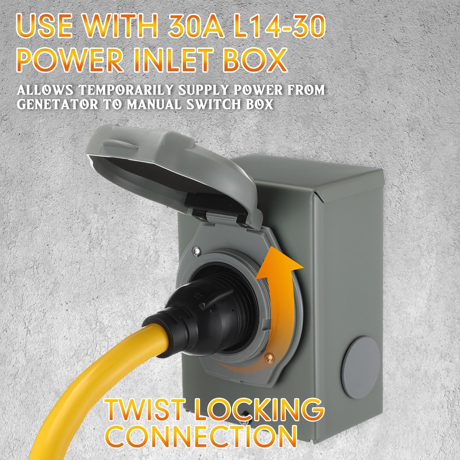 Tellegloww NEMA TT-30P to L14-30R 30 Amp Generator Adapter Cord, 1 ft, yellow