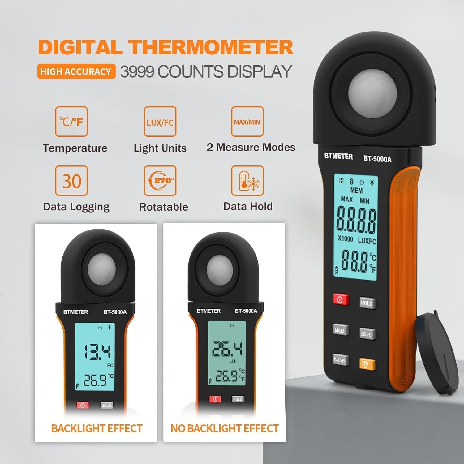 Light Lux Meter Logger BT-5000A Digital Lumen Tester Measure Lighting Level I…