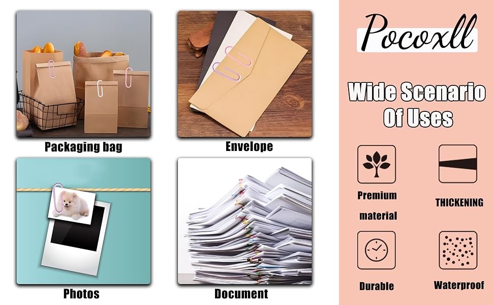 100 Pcs Pink Paper Clips, 1.1 Inch (28mm) Colorful Paperclips | Vinyl Coated,