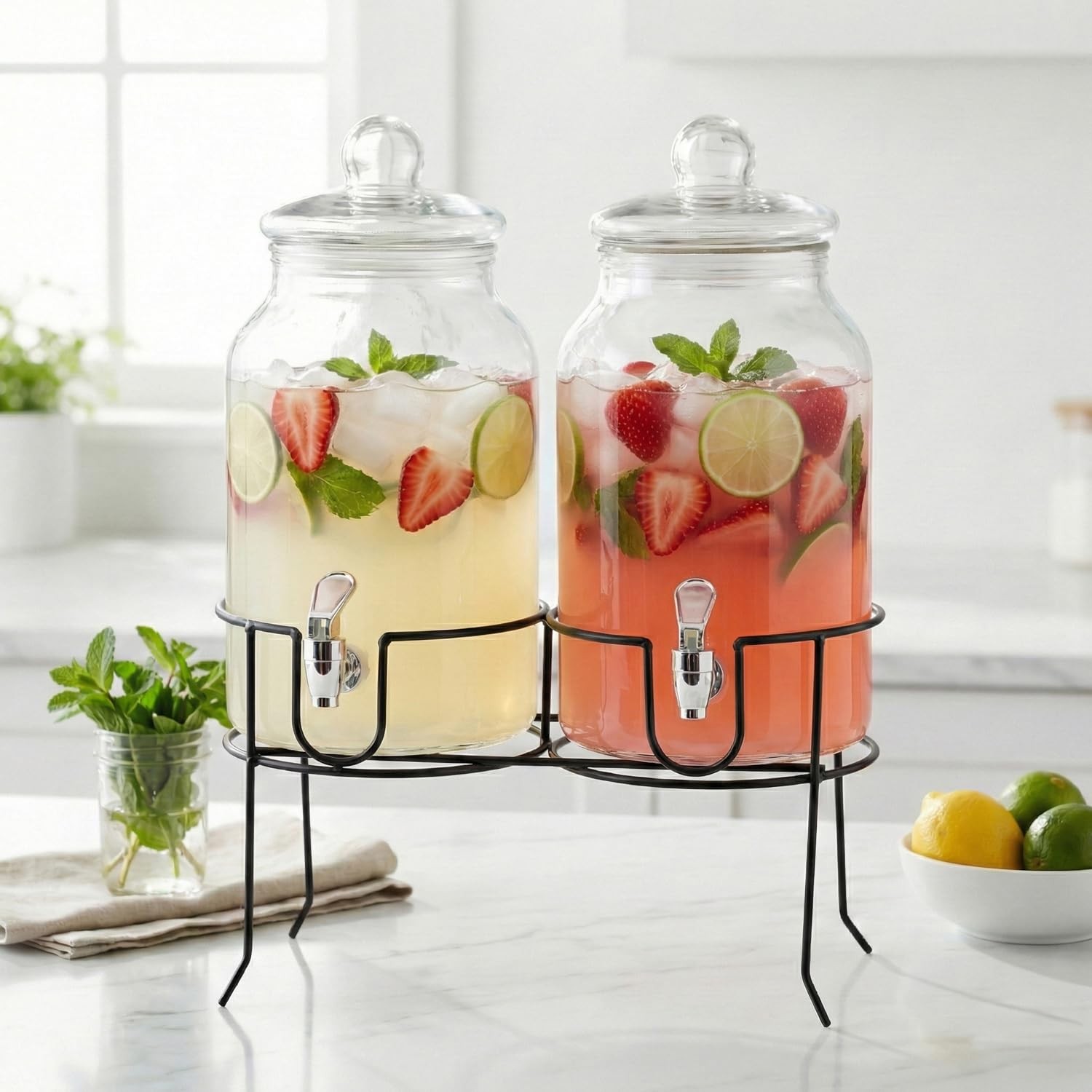 Style Setter Rustic Home Beverage Dispenser Set Of 2 Cold Drink Dispenser W/
