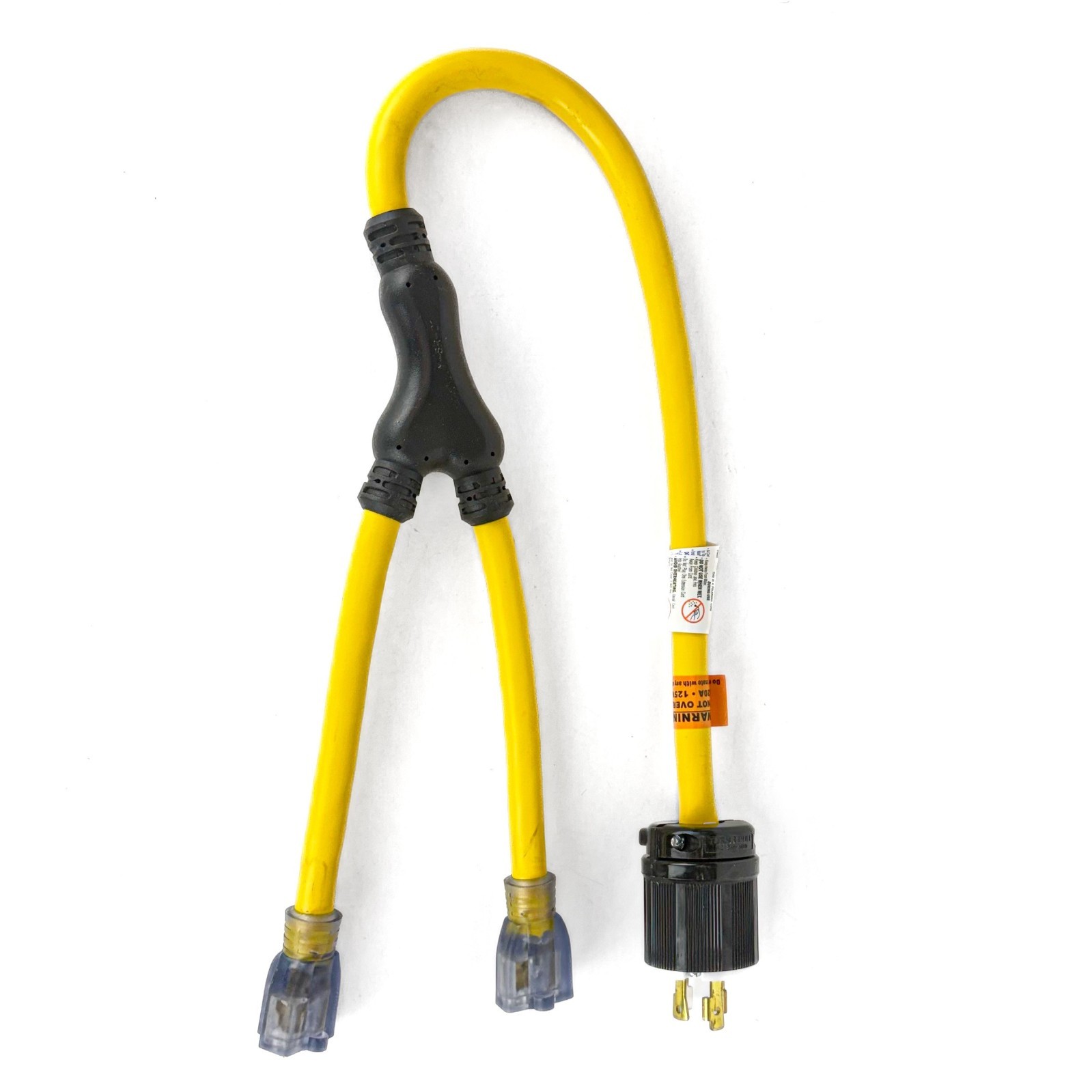 Prime 3′ Generator ‘Y’ Adapter – 30 Amp Plug to Two 5/20 Receptacles