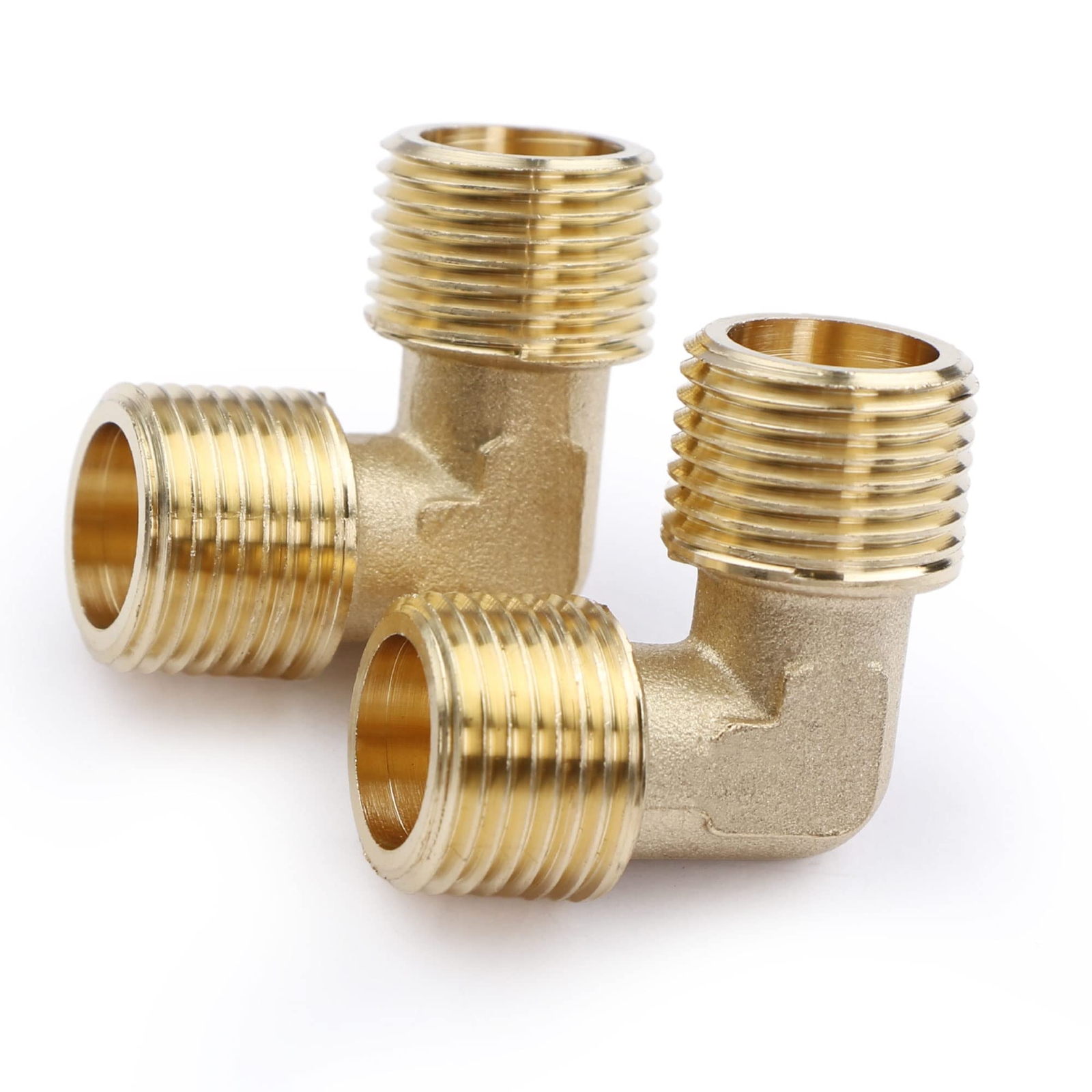 U.S. Solid 90 Degree Elbow Brass Fitting NPT 3/8″ Male x 3/8″ Male, 2pcs