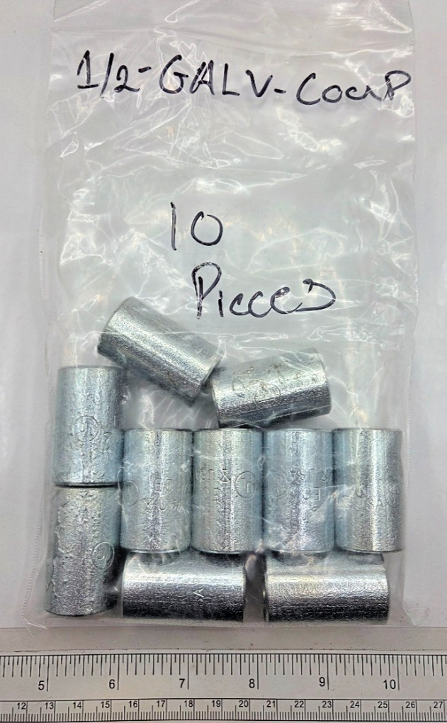 BAG OF 10, EC USA 1/2″ GALVANIZED RIGID COUPLING THREADED STEEL CONDUIT, 0099I