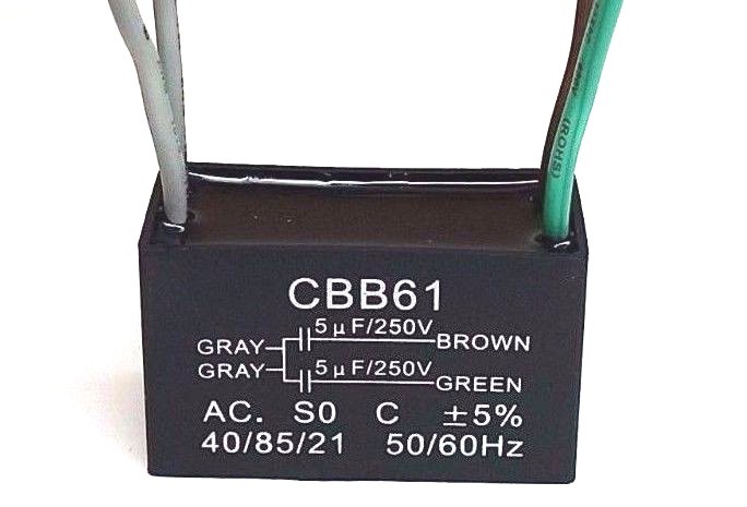 5uf+5uf 5uF/5uF 250 VAC 4 WIRE CEILING FAN CAPACITOR CBB61 47x22x34mm