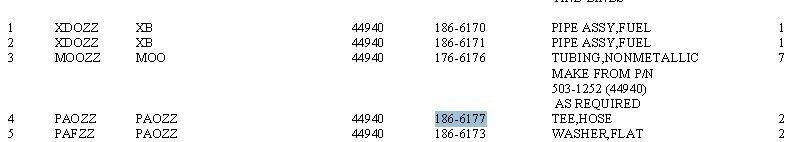 4x MEP 803A Fuel Return Line Tee UPGRADE 186-6177