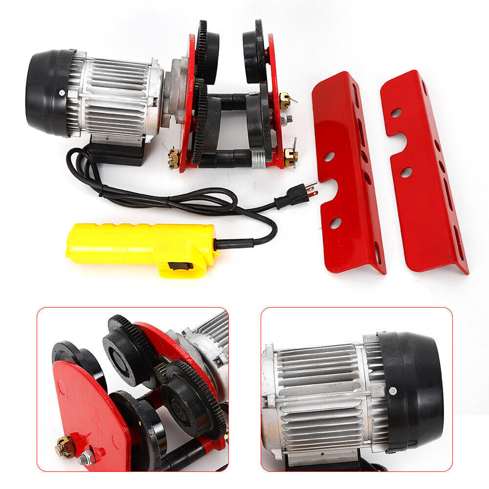 Electric Wire Rope Hoist Trolley Overhead Motor Winch Hoist Garage Crane 2200lbs