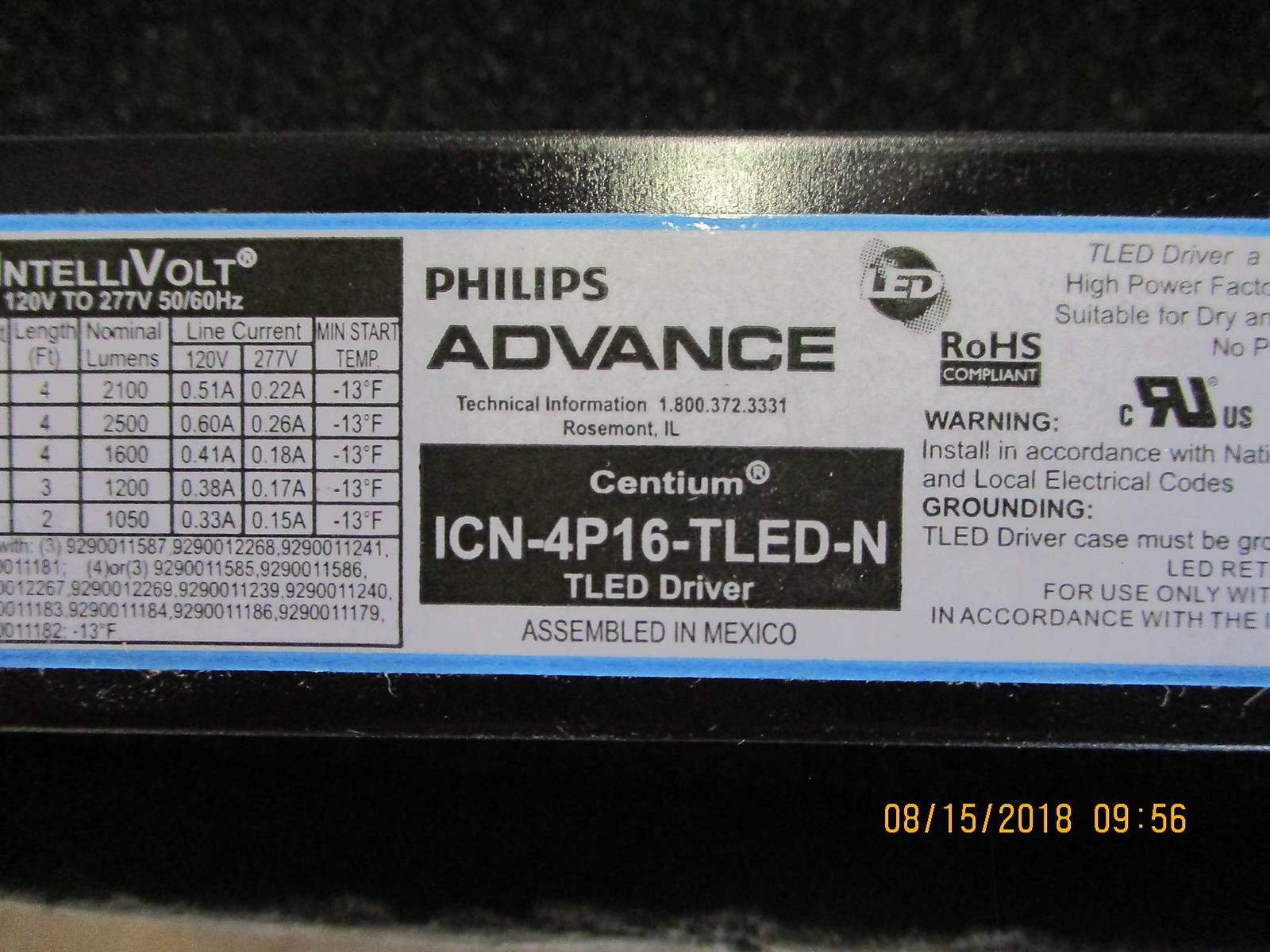 BRAND NEW!, ICN-4P16-TLED-N, Philips Advance LED 120V-277V Electronic Driver