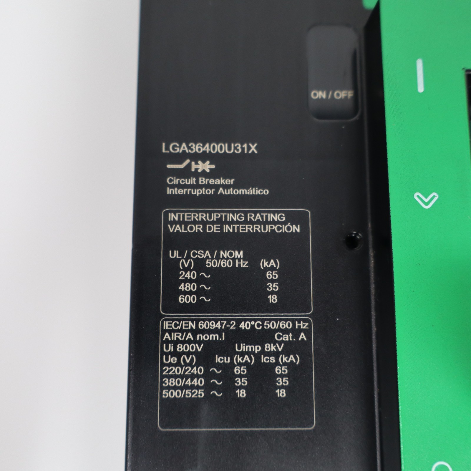 Square D PowerPact LG 400A Breaker LGA36400U31X 3 Pole