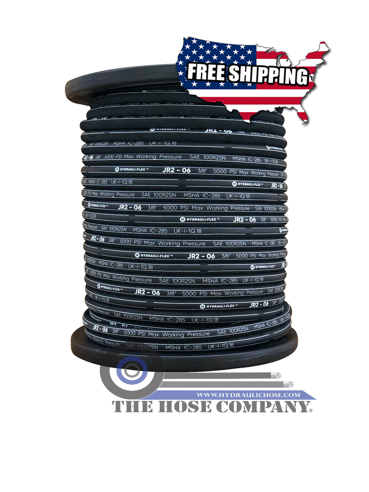 ** NEW Hydraulic Hose R2-06 REEL 3/8″ SAE 100R2AT 2 Wire 328ft MSHA Certified **