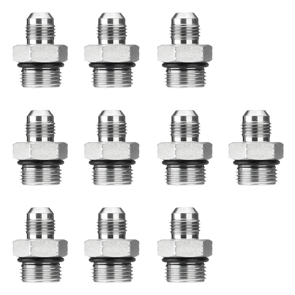 10 Pack 3/8″ JIC 37° Male x #8 SAE/ORB Male Hydraulic Hose Adapter Fittings New