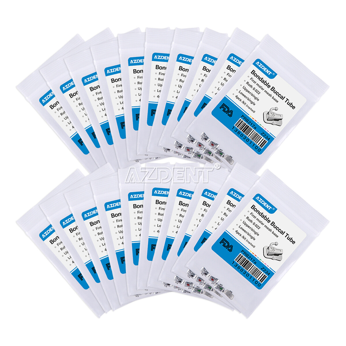 AZDENT 40pcs Orthodontic Buccal Tube 1st Molar Roth.022 Bondable Non-Conv 10kits