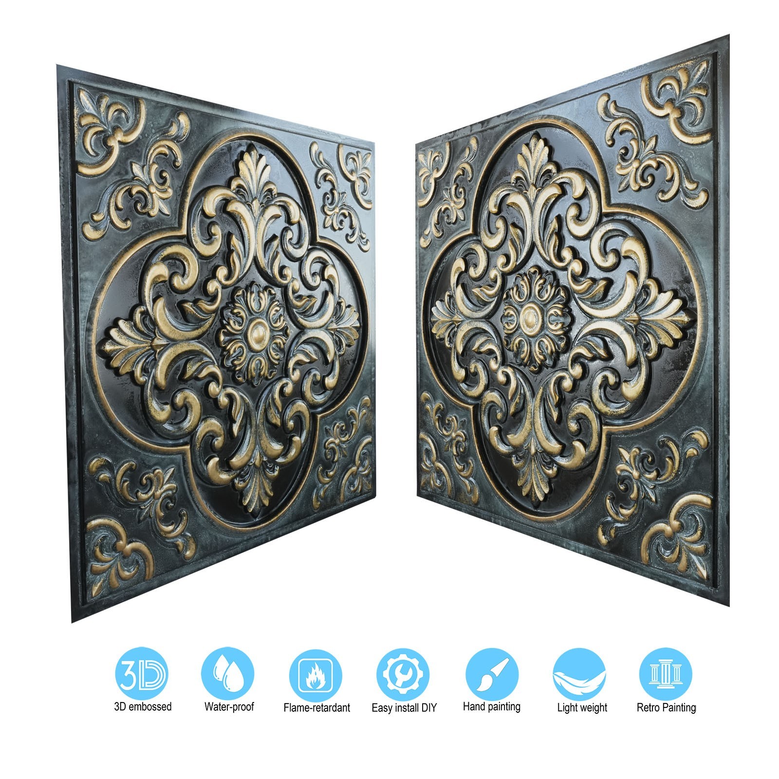 Decorative ceiling tile Emboss interior wall panel for Nightclub PL88 10Pcs