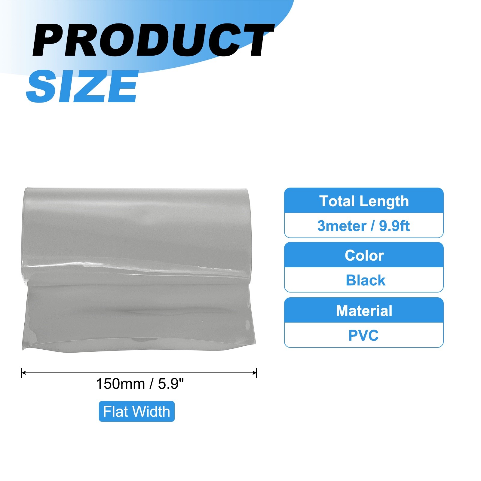 Heat Shrink Wrap Tube 150mm/5.9″ Flat Width 9.9ft Length Battery Wrap Silver