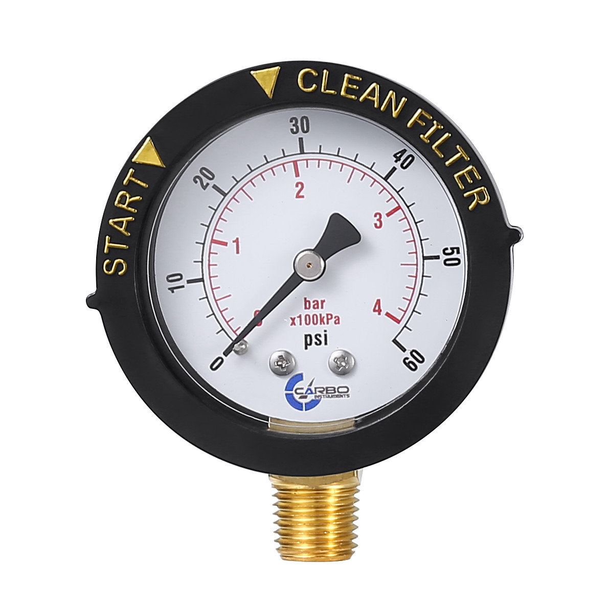 Pool Filter Pressure Gauge, Adjustable Twist Bezel, 1/4″ NPT Low Mnt 0-60 psi