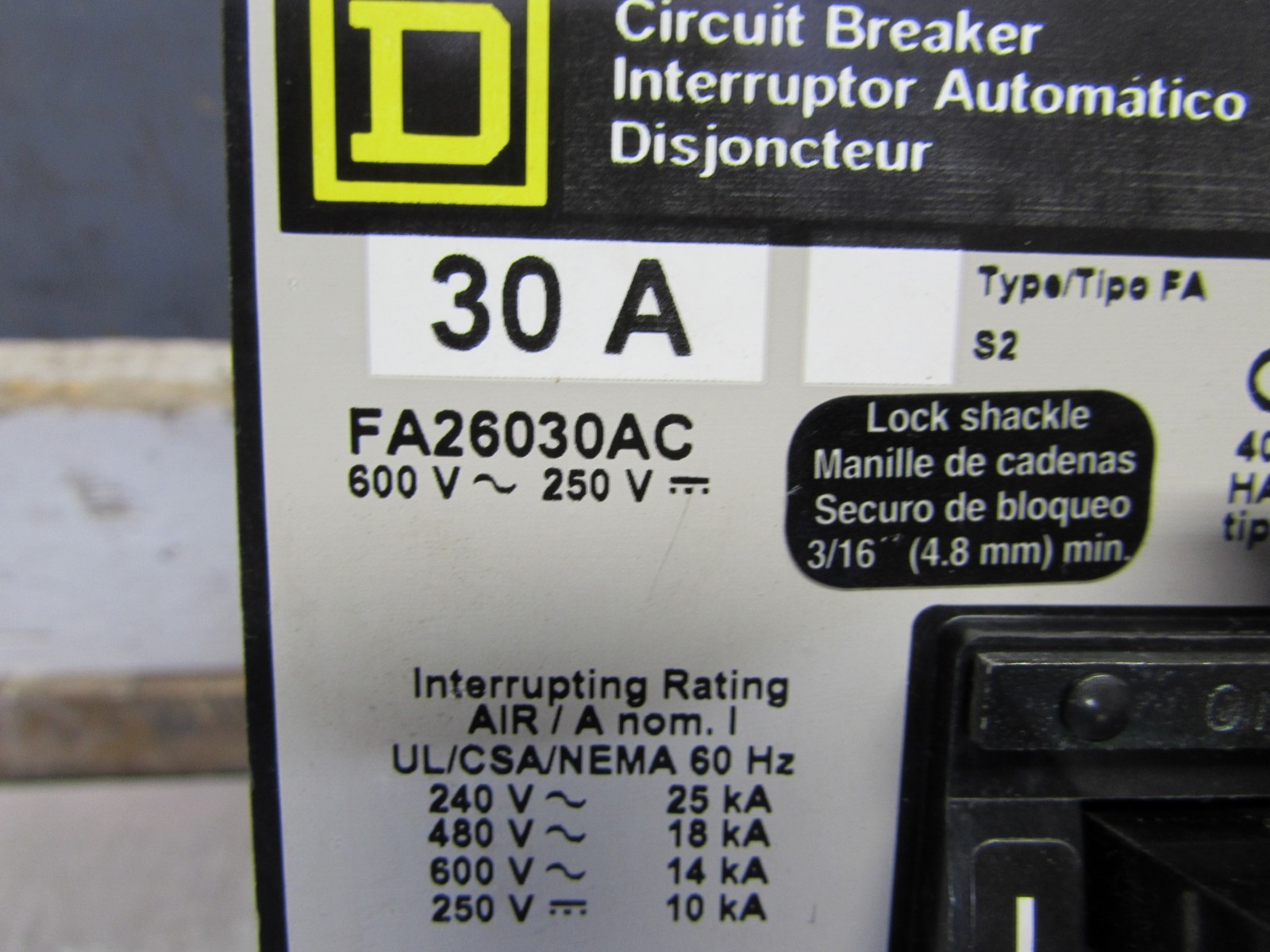 SQUARE D FA26030AC, I-Line Circuit Breaker , 2P/ 30A/ 600V, Clean! MAKE OFFER!