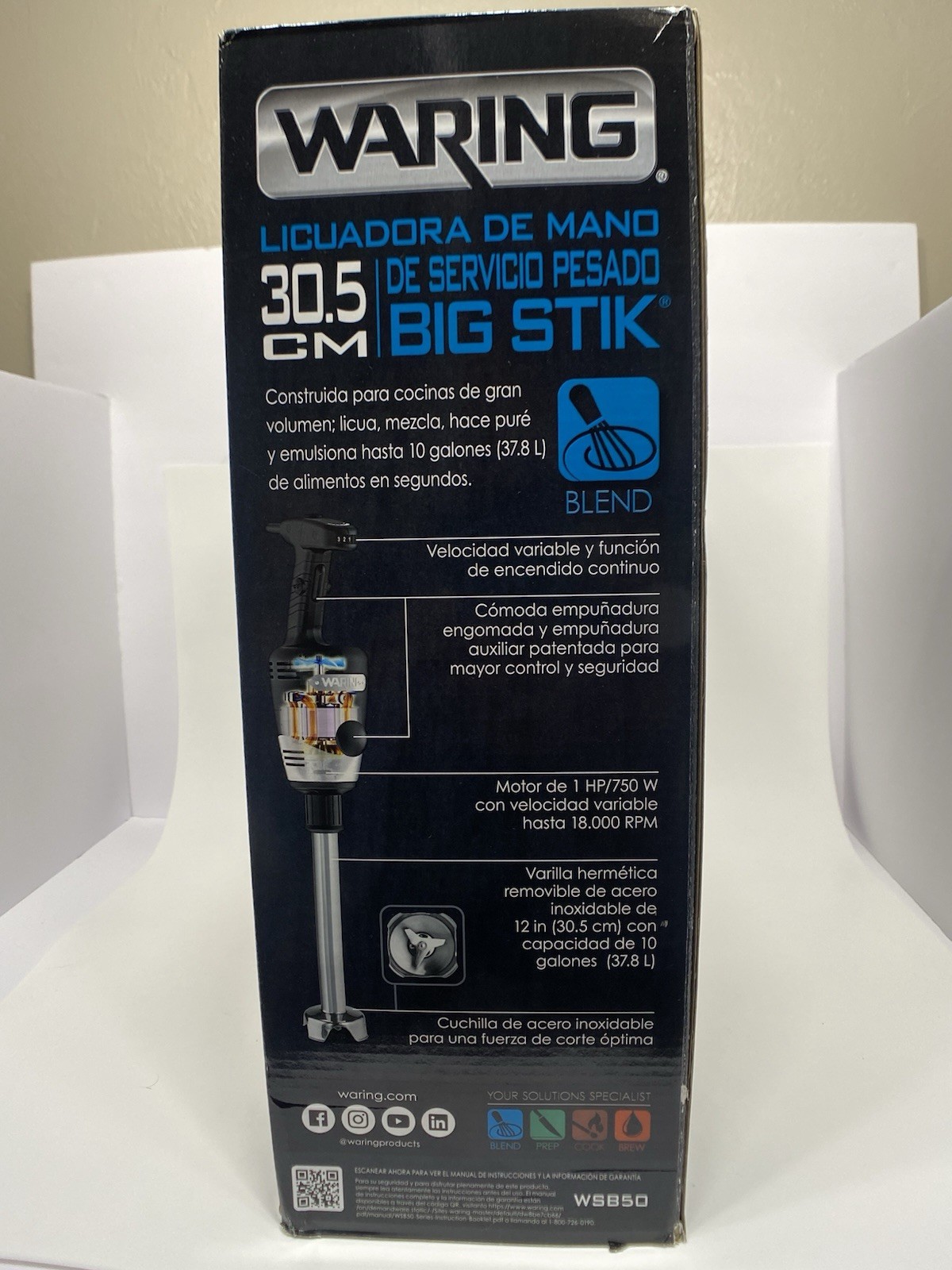 Waring Commercial WSB50 Big Stick Heavy Duty Immersion Blender, 12″ Removable